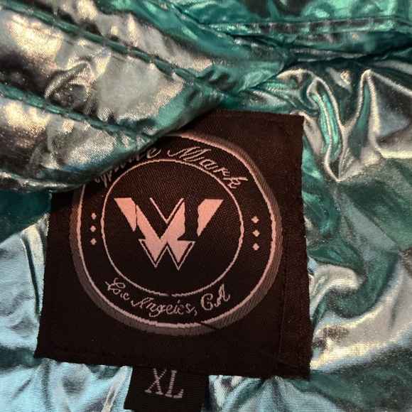 NEW White Mark Metallic Teal Blue Puffer Jacket XL w Hood New Without Tags - Picture 10 of 10